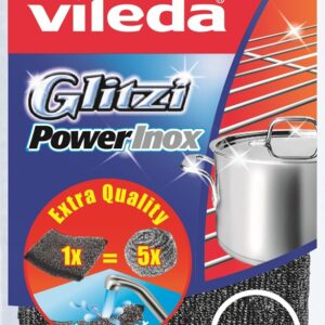 Vileda 141656 éponge de grattage Tissu, Acier inoxydable Gris, Acier inoxydable
