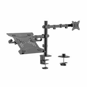 Gembird MA-DA-03 Support de bureau réglable avec bras pour écran et plateau pour ordinateur portable (rotation, inclinaison, pivotement), 17"-32", jusqu'à 9 kg