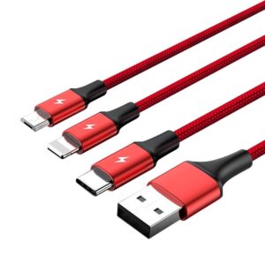 UNITEK C4049RD Câble USB 1,2 m USB A USB C/Micro-USB B/Rouge foudroyant