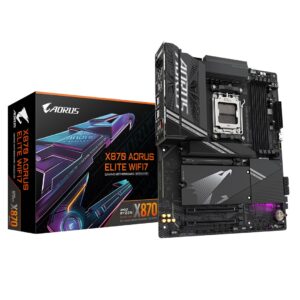 GIGABYTE X870 AORUS ELITE WIFI7 Carte Mère - Prend en charge les processeurs AMD Ryzen 9000, 16+2+2 phases VRM, jusqu'à 8000MHz DDR5 (OC), 3xPCIe 5.0 + 1xPCIe 4.0, Wi-Fi 7, LAN 2,5GbE, USB 4