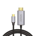 Câble USB-C vers HDMI 2.0B, 2 m, argent/noir, embouts dorés, SAVIO CL-171