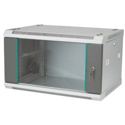 Q-LANTEC Coffret mural 19" 4U 600x450, porte vitrée, gris