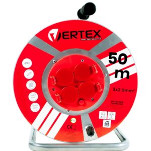 VERTEX PB50METAL Câble d'extension 50 m 3x2,5 mm 3000 W IP44 Noir