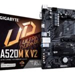 GIGABYTE Carte mère A520M K V2 - Prend en charge les processeurs AMD Ryzen série 5000 AM4, jusqu'à 5100MHz DDR4 (OC), PCIe Gen3 x4 M.2, LAN GbE, USB 3.2 Gen 1