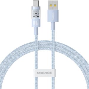 Baseus Gem Câble de charge rapide USB A vers USB C 1 m 100 W Bleu