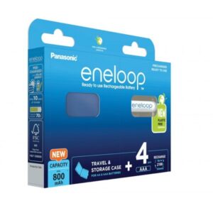 Batteries rechargeables PANASONIC ENELOOP AAA 800 mAh 4 szt + boîte (BK-4MCDE/4CP+CASE)