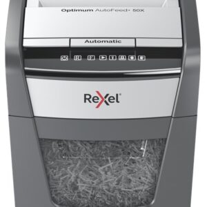 Rexel Optimum AutoFeed+ 50X destructeur de papier Destruction croisée 55 dB 22 cm Noir, Gris