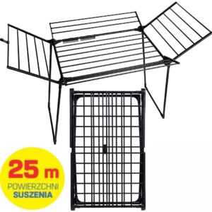 Sèche-linge PROMIS MILANO, pliable, 4 ailes supplémentaires, noir