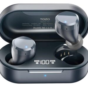 TOZO T12S Casque Bluetooth sans fil True Wireless Stereo (TWS) à écouteurs intra-auriculaires USB Type-C Noir