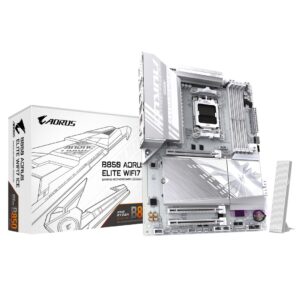 GIGABYTE B850 AORUS ELITE WIFI7 ICE Carte Mère - AMD Ryzen 9000 Series CPUs, VRM numérique 12+2+1 phases, jusqu'à 8200MHz DDR5 (OC), 1xPCIe 5.0 + 2xPCIe 4.0 M.2, LAN 2,5, WIFI 7, USB 3.2 Gen 2x2