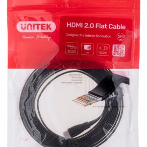 UNITEK HDMI CABLE 2.0 4K60HZ FLAT 5M C11063BK-5M - Kabel - Digital/Display/Video câble HDMI 5 m HDMI Type A (Standard) Noir