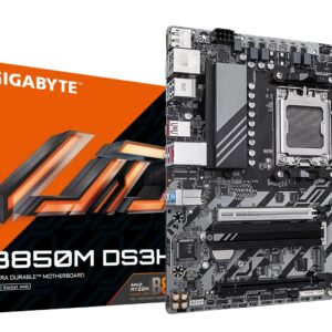 GIGABYTE B850M DS3H Carte Mère - Processeurs AMD Ryzen Série 9000, 16+2+2 phases VRM numériques, jusqu'à 8200MHz DDR5 (OC), 1xPCIe 5.0 + 1xPCIe 4.0 M.2, LAN 2.5, USB 3.2 Gen 2