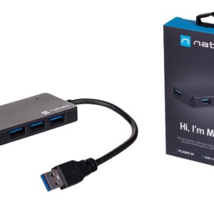 Hub NATEC USB 3.0 Moth (4 ports, noir)