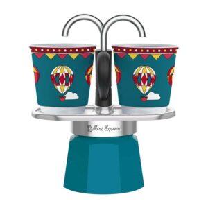 Machine à café Bialetti Mini Express Winter Wonderland 2TZ avec deux tasses de 90ml Multicolore