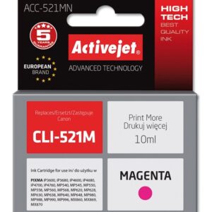Activejet Encre ACC-521MN (remplacement Canon CLI-521M ; Suprême ; 10 ml ; rouge)