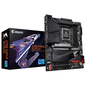 GIGABYTE Z790 AORUS ELITE AX Carte Mère - Prend en charge les processeurs Intel Core 14e génération, 16*+2+1 Phases VRM Numérique, jusqu'à 7600MHz DDR5 (OC), 4xPCIe 4.0 M.2, Wi-Fi 6E, 2.5GbE LAN, USB 3.2 Gen 2x2