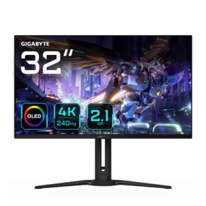 GIGABYTE Écran de jeu AORUS FO32U2P OLED de 32” - 3840 x 2160 (UHD), 240Hz, 0,03ms, 250 cd/m², KVM, FreeSync Premium Pro, DisplayHDR True Black 400, DisplayPort 2.1