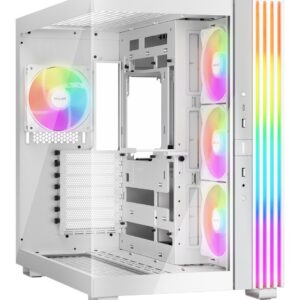 be quiet! Light Base 600 LX Blanc | Boîtier PC ARGB vitré, Mini ITX / Micro ATX / ATX, 4 ventilateurs Light Wings 120 mm PWM