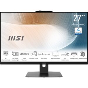 MSI Modern AM272P 1M-848EU PC tout en un/station de travail Intel Core 5 120U 68,6 cm (27") 1920 x 1080 pixels PC All-in-One 8 Go DDR5-SDRAM 512 Go SSD Windows 11 Pro Wi-Fi 6E (802.11ax) Noir