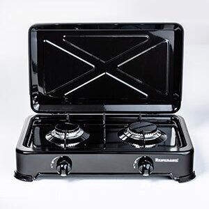 Ravanson K-02TB plaque (Noir) Comptoir Gaz 2 zone(s)