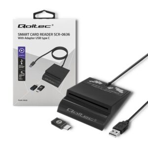 Qoltec 50636 Lecteur de carte à puce Intelligent Smart ID SCR-0636 | USB de type C