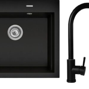 Set - Sink PYRAMIS SIROS (57x51,5) 1B + Robinet IDEA Black Edition - 070169002BE - Volcano