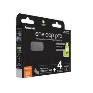 Batteries rechargeables PANASONIC ENELOOP PRO AAA 930 mAh 4 szt + boîte (BK-4HCDE/4CP+CASE)