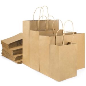 Sac en papier avec poignée BSTech 250x120x330 mm 120 g/m² 25 pièces Marron