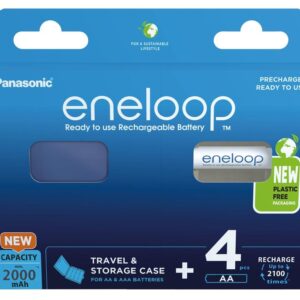 Batteries rechargeables PANASONIC ENELOOP AA 2000 mAh 4 szt + boîte (BK-3MCDE/4CP+CASE)