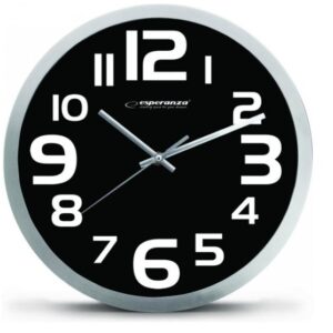 Esperanza EHC013K Wall Clock - Zurich - Black Horloge à quartz Ovale Noir, Blanc