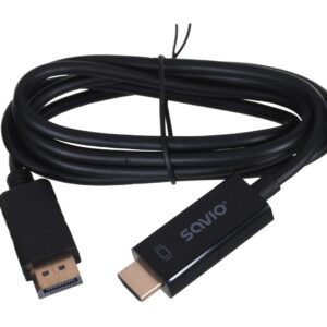 Savio CL-56 câble vidéo et adaptateur 1,5 m DisplayPort HDMI Type A (Standard) Noir