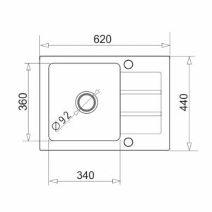 Maidsinks 62X44 1B 1D Évier en granit Volcano avec égouttoir à 1 cuvette