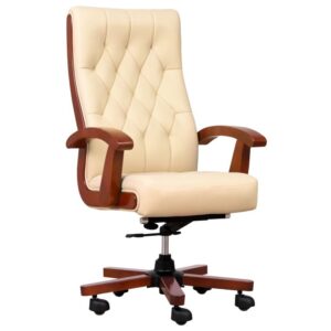 Fauteuil en cuir crème CONSUL