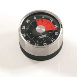 GEFU OPTICO Minuteur mécanique de cuisine Noir, Acier inoxydable