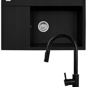 Set - Sink PYRAMIS CAMEA (79x50) 1B 1D R + Robinet IDEA Black Edition - 070168502BE - Volcano