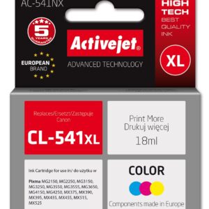 Activejet AC-541NX encre pour imprimante Canon (remplacement Canon CL-541XL) Suprême, 18 ml, bleu, jaune, rouge