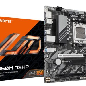 GIGABYTE B850M D3HP Carte Mère - Processeurs AMD Ryzen Série 9000, 5+2+2 phases VRM numériques, jusqu'à 8200MHz DDR5 (OC), 1xPCIe 5.0 + 1xPCIe 4.0 M.2, LAN GbE, USB 3.2 Gen 2