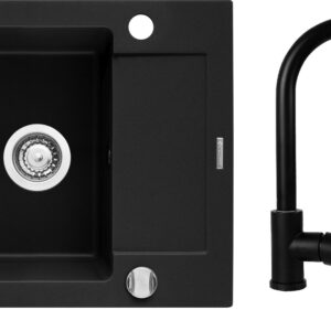 Set - Sink PYRAMIS MIDO (62x50) 1B 1D + Robinet IDEA Black Edition - 070167602BE - Volcano