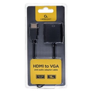 Gembird A-HDMI-VGA-03 câble vidéo et adaptateur 0,15 m HDMI Type A (Standard) VGA (D-Sub) Noir