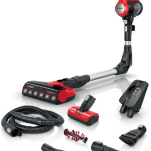 Bosch BCS711PET aspirateur balai et balai électrique Batterie Sec Sans sac 0,3 L Noir, Rouge 3 Ah