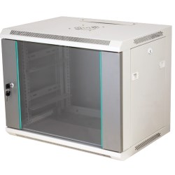 Q-LANTEC Châssis mural 19" 9U 600x450, porte en verre, gris