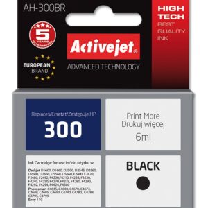 Activejet Encre AH-300BR (remplacement HP 300 CC640EE; Premium; 6 ml; noir)
